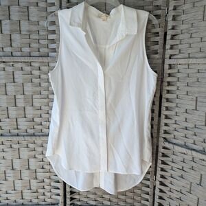 Cloth & Stone Womens White Sleeveless Split Back Button Down Top Sz M High Low
